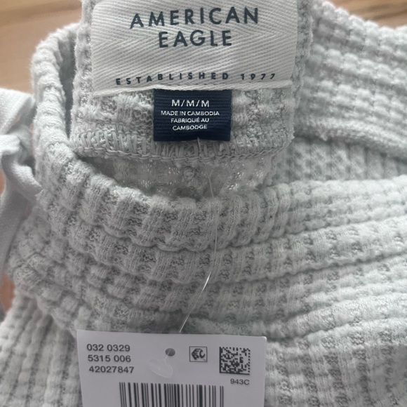 American Eagle Outfitters Cream Waffle Flare Pants - Picture 3 of 3